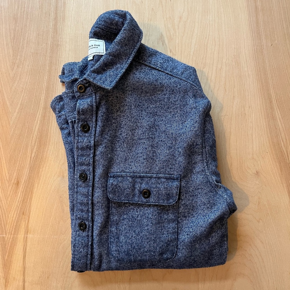 Frank & Oak Thick Blue Flannel Shirt - Picture 3 of 16